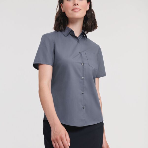 Ladies' Short Sleeve Classic Polycotton Poplin Shirt Thumbnail
